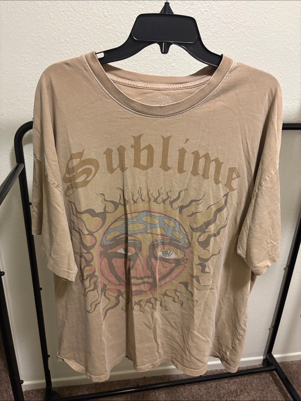 American Eagle Outfitters Tan Graphic Band Tee Oversized